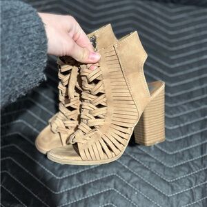 Tan Block Heel Sandals